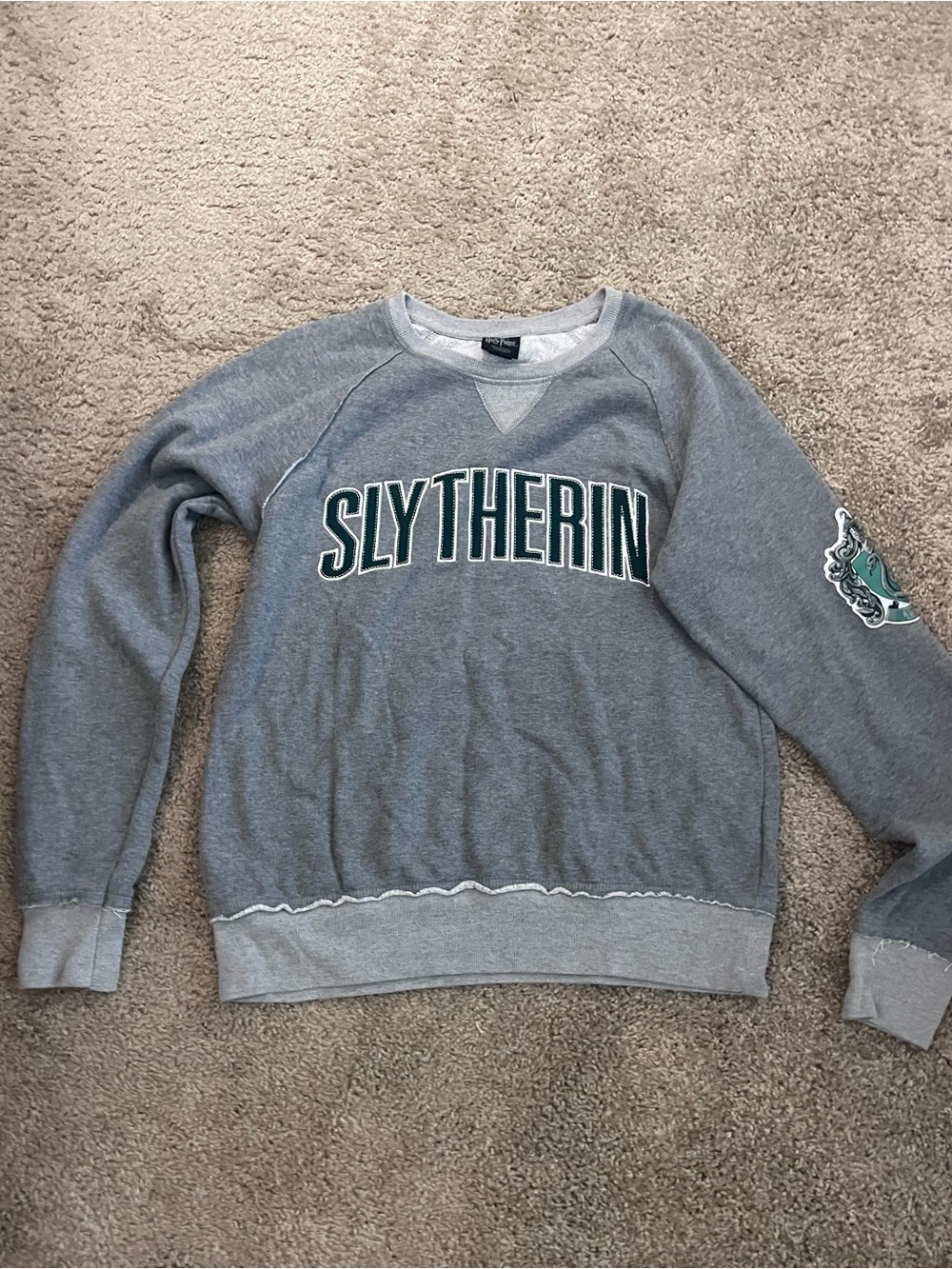 Harry Potter Gray Slytherin Crewneck Sweatshirt - Collegiate Style M